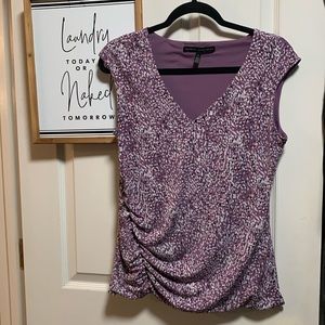 White House Black Market sleeveless purple top w/ ruching. Size Small EUC